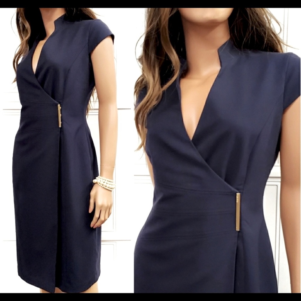 Calvin Klein Denim Wrap Dress, Size 6
